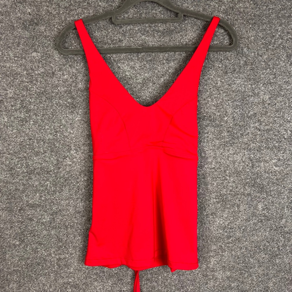 NEW $64 Athleta Triangle Tankini D-DD Medium Red New Lace Up Back Swim Top